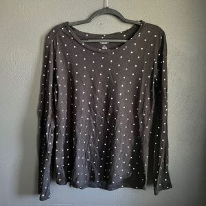 Black with silver polka dot long sleeve t-shirt
